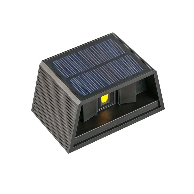 Lampă de perete exterioară cu energie solară neagră, plastic, Shira, 3W, LED 2700K, IP65