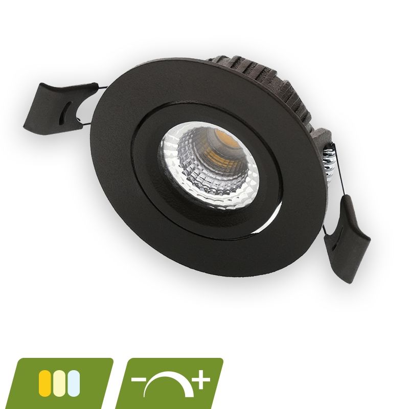 Spot încastrat mini negru din aluminiu, Phyllis, 5W, LED alb cu întrerupător, IP65