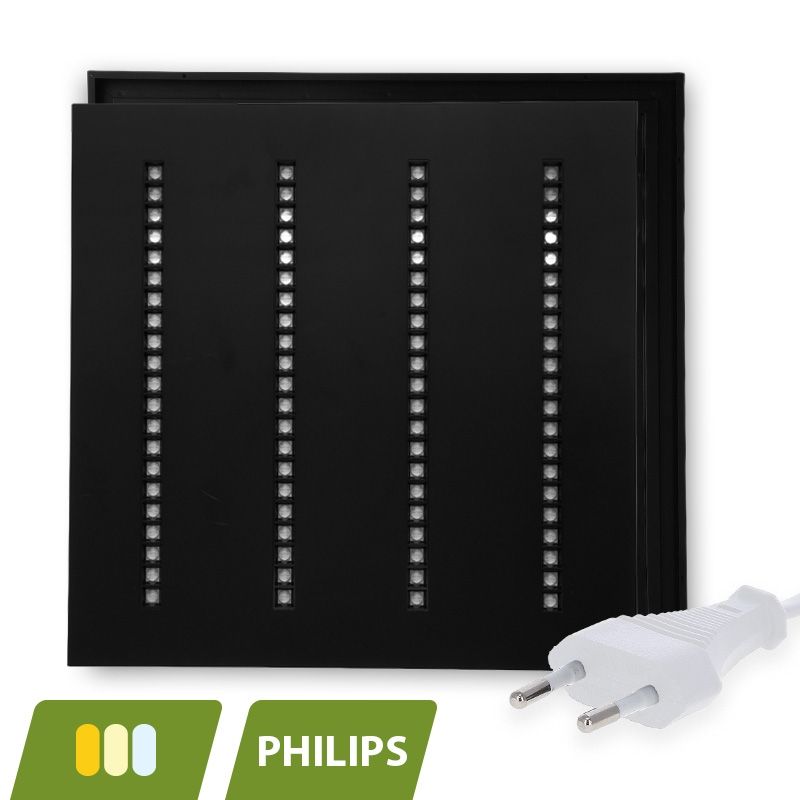 Panou LED negru cu lavură 60x60 - 30W - întrerupător alb - UGR <16