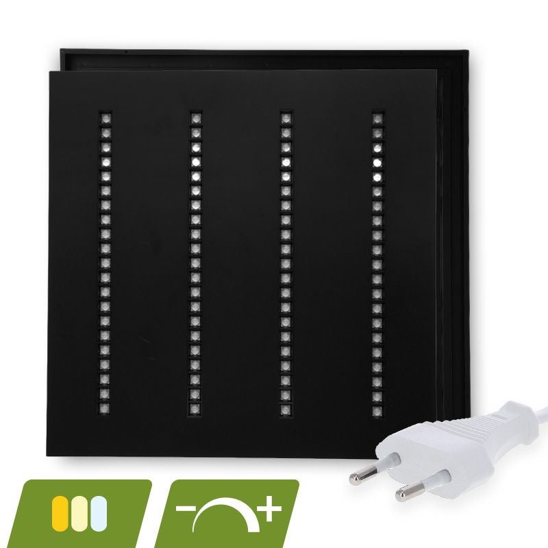 Panou LED negru cu lavură 60x60 - 30W - întrerupător alb - reglabil intensitate luminosă - UGR <16 Panou LED negru cu lavură 60x60 - 30W - întrerupător alb - reglabil intensitate luminosă - UGR <16