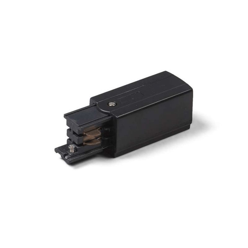 Conector de alimentare pentru iluminat pe șină trifazat, dreapta, negru, Pro