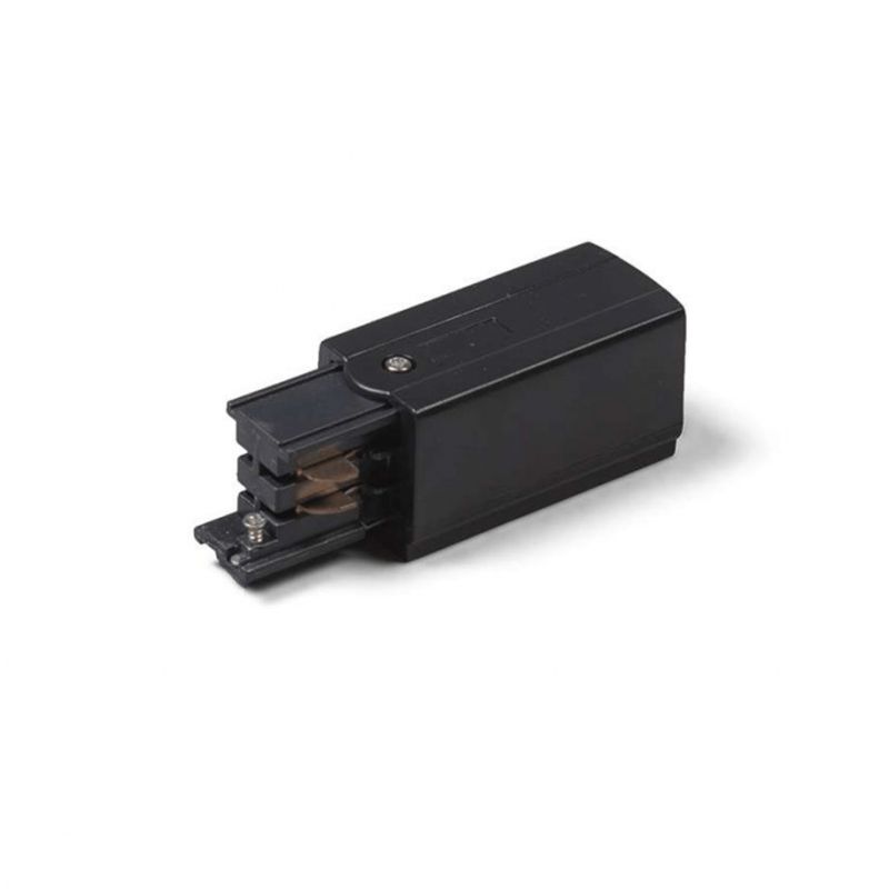 Conector de alimentare pentru iluminat pe șină trifazat, stânga, negru, Pro