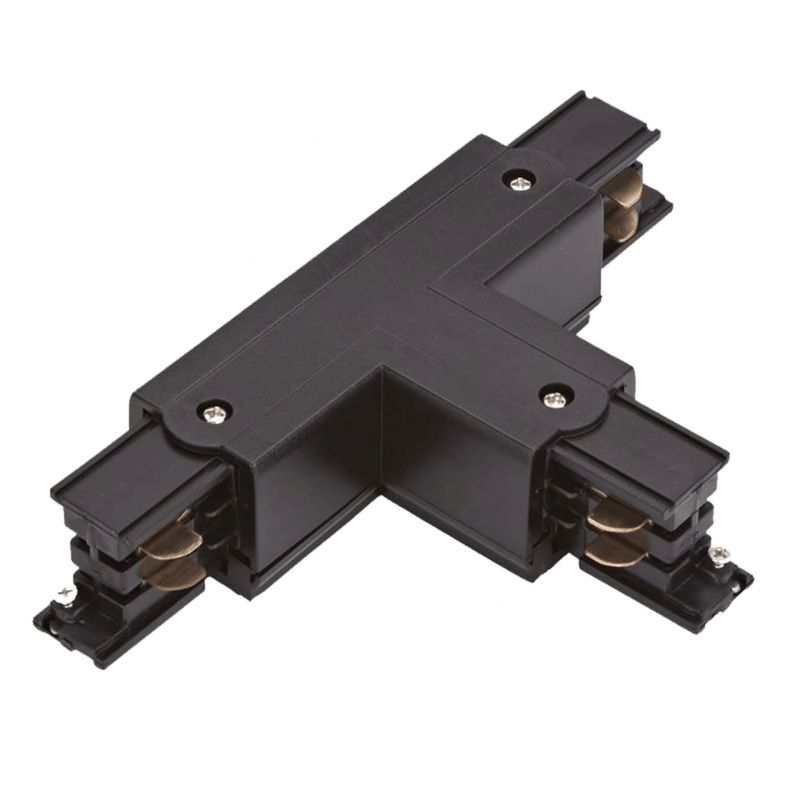 Conector în formă de T pentru iluminat pe șină trifazat, dreapta 1, negru, Pro