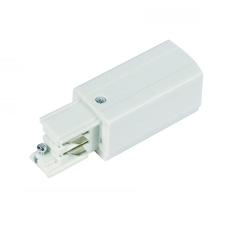 Conector de alimentare pentru iluminat pe șină trifazat, stânga, alb, Pro