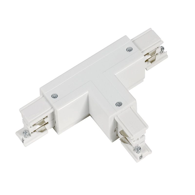 Conector în formă de T pentru iluminat pe șină trifazat, dreapta 1, alb, Pro