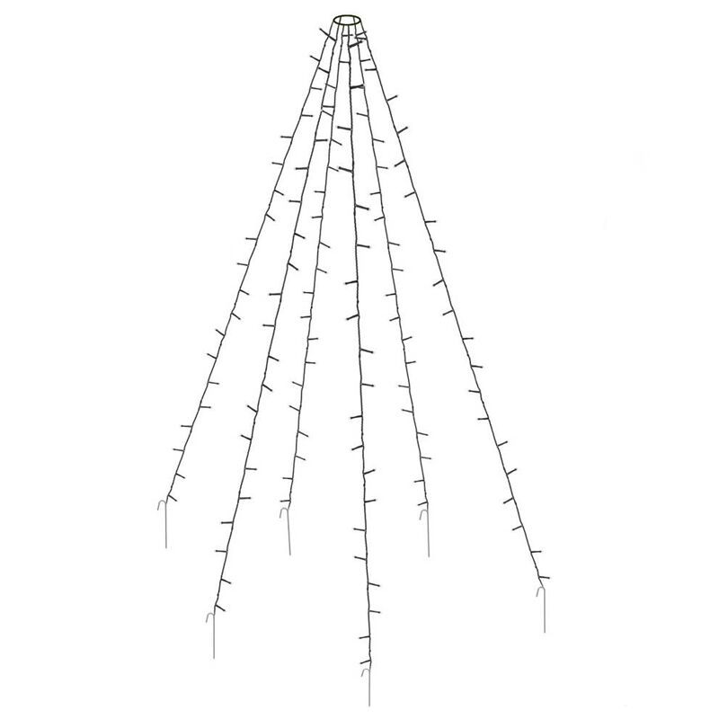 Iluminat exterior pentru catarg, 192 LED-uri, 6 fire de 2 m, fără catarg