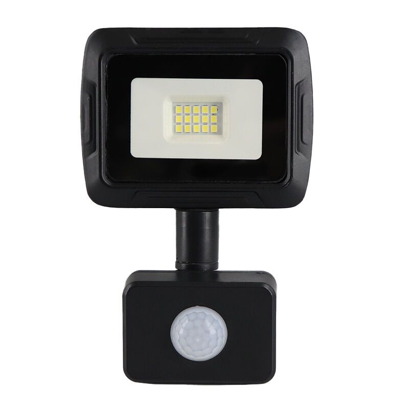 Proiector cu senzor negru din aluminiu, Miro, 10W, LED 6000K, IP65