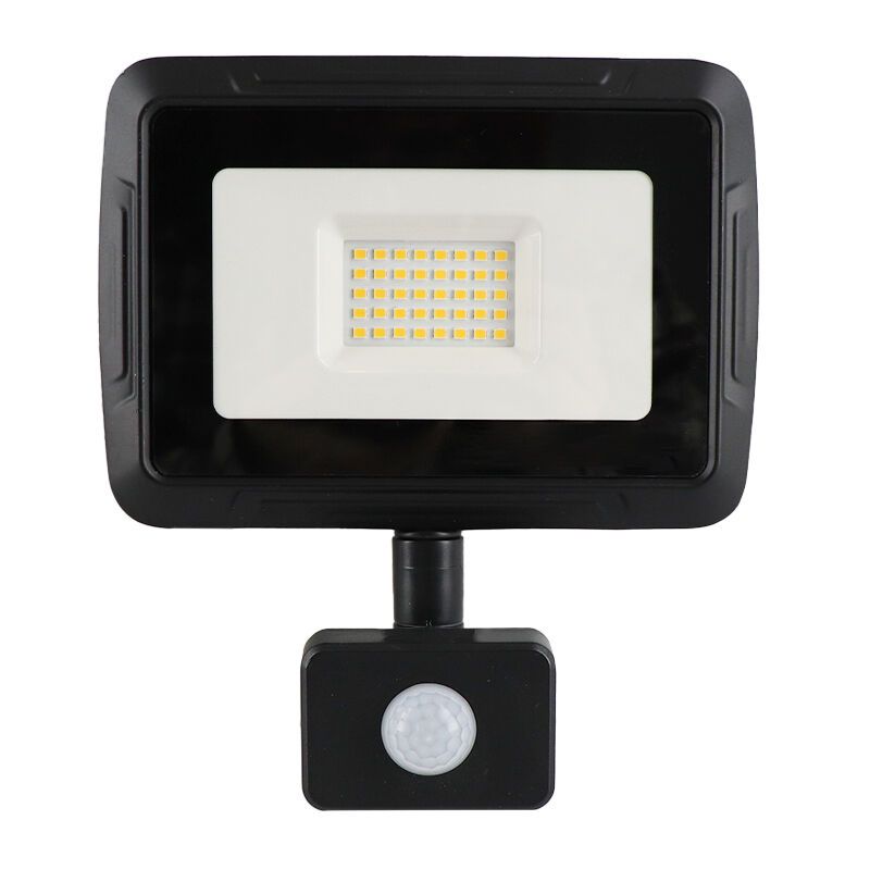 Proiector cu senzor negru din aluminiu, Miro, 30W, LED 3000K, IP65