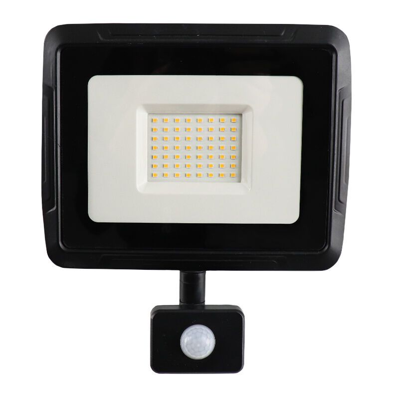 Proiector cu senzor negru din aluminiu, Miro, 50W, LED 3000K, IP65