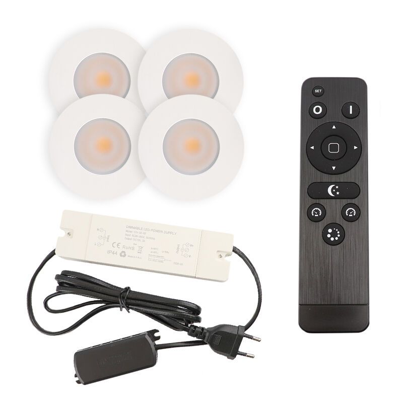 Spot încastrat pentru foișor din aluminiu alb, Dico, 3W, LED 2700K, IP65, con telecomando
