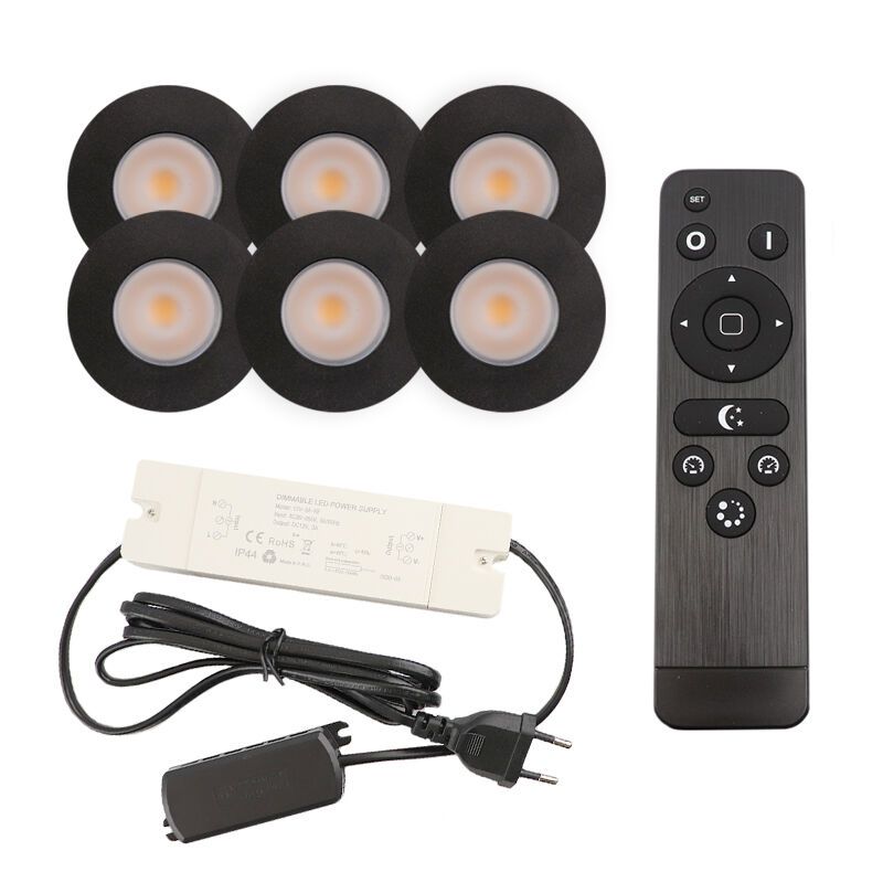 Spot încastrat pentru foișor din aluminiu negru, Dico, 3W, LED 2700K, IP65, con telecomando