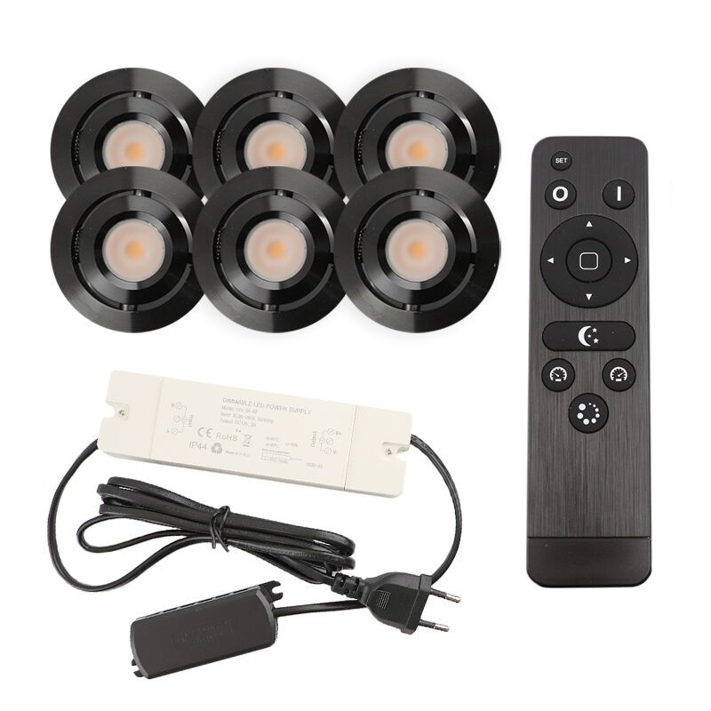 Spot încastrat pentru foișor din aluminiu negru, Rona, 3W, LED 2700K, IP44, con telecomando
