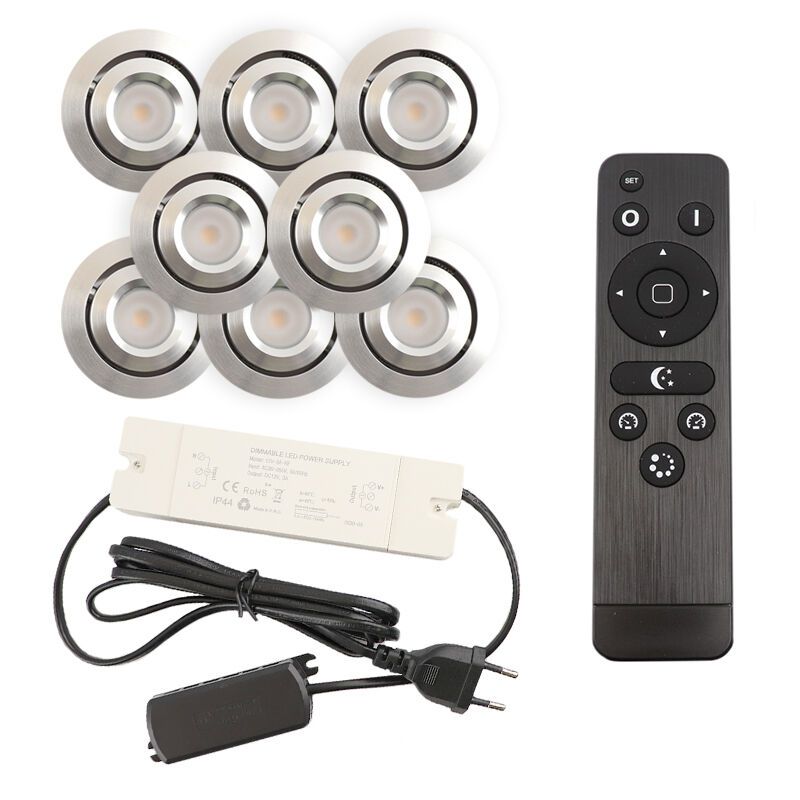 Spot încastrat pentru foișor din aluminiu crom, Rona, 3W, LED 2700K, IP44, con telecomando
