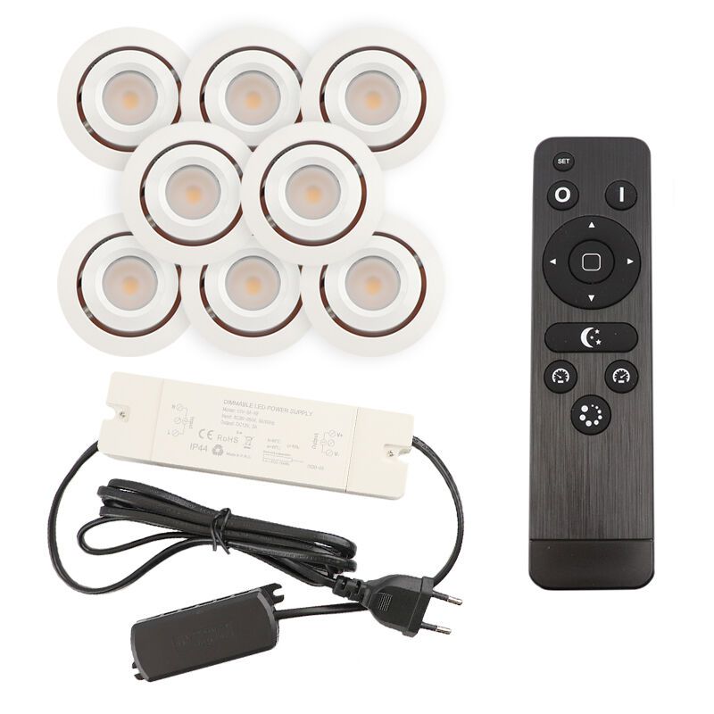 Spot încastrat pentru foișor din aluminiu alb, Rona, 3W, LED 2700K, IP44, con telecomando