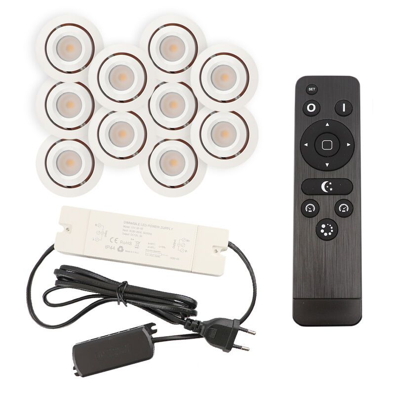 Spot încastrat pentru foișor din aluminiu alb, Rona, 3W, LED 2700K, IP44, con telecomando