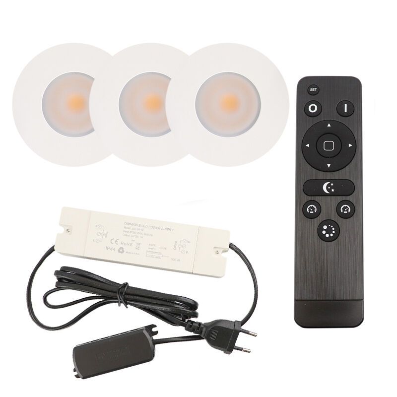 Spot încastrat pentru foișor din aluminiu alb, Dico, 3W, LED 2700K, IP65, con telecomando