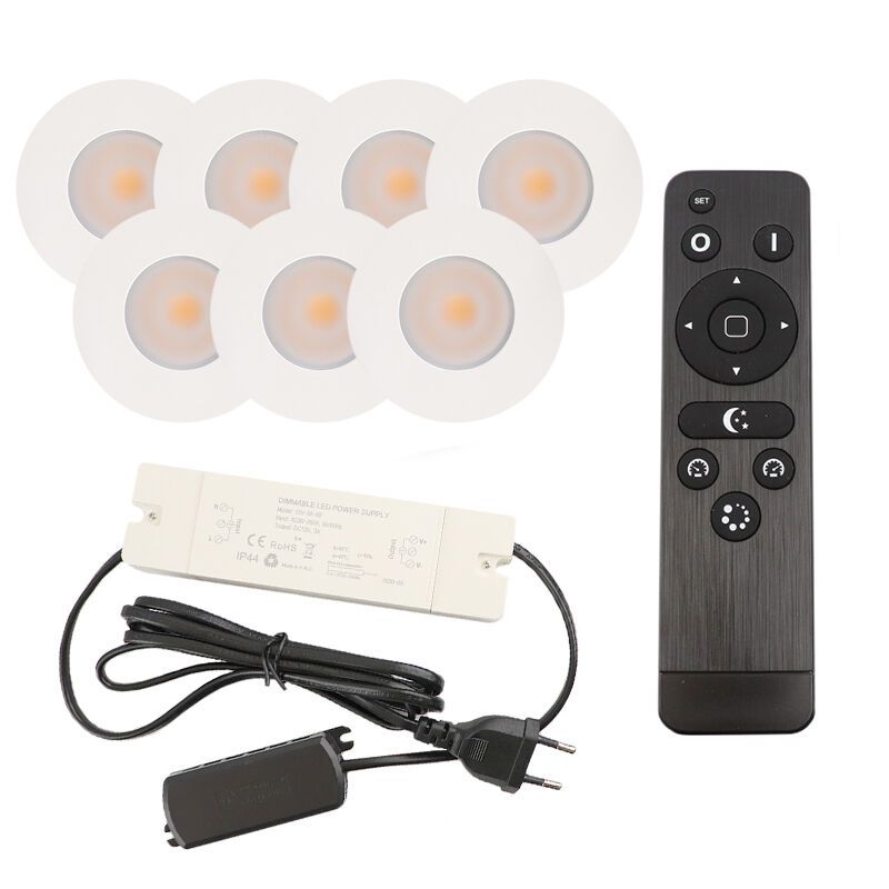 Spot încastrat pentru foișor din aluminiu alb, Dico, 3W, LED 2700K, IP65, con telecomando