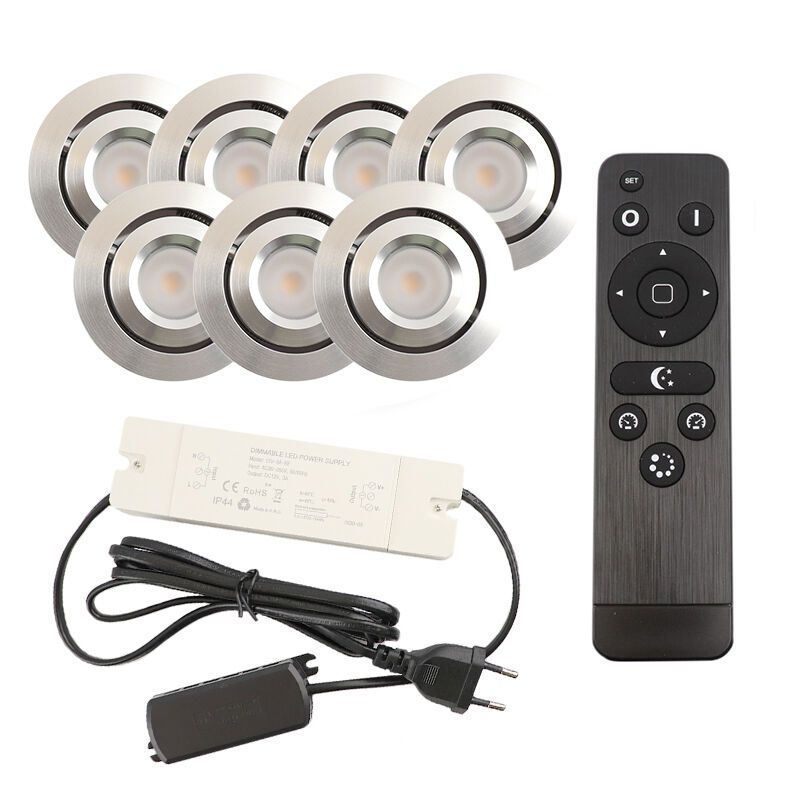 Spot încastrat pentru foișor din aluminiu crom, Rona, 3W, LED 2700K, IP44, con telecomando