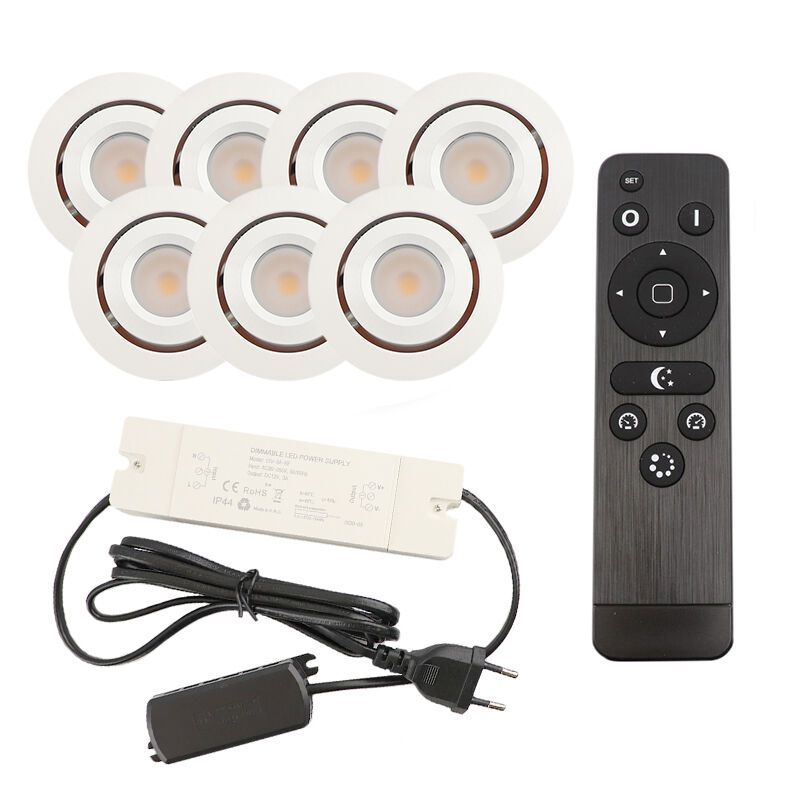 Spot încastrat pentru foișor din aluminiu alb, Rona, 3W, LED 2700K, IP44, con telecomando