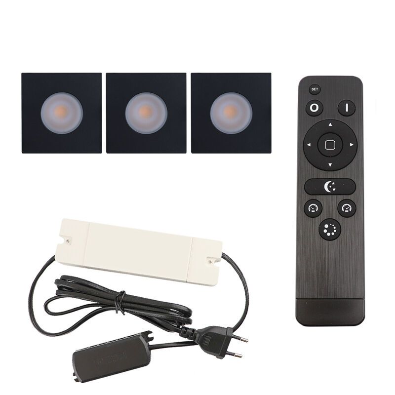 Spot încastrat pentru foișor din aluminiu negru, Dico, 9W, LED 2700K, IP65, con telecomando