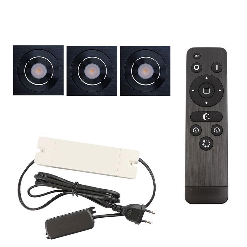 Spot încastrat pentru foișor din aluminiu negru, Rona, 9W, LED 2700K, IP44, con telecomando Spot încastrat pentru foișor din aluminiu negru, Rona, 9W, LED 2700K, IP44, con telecomando