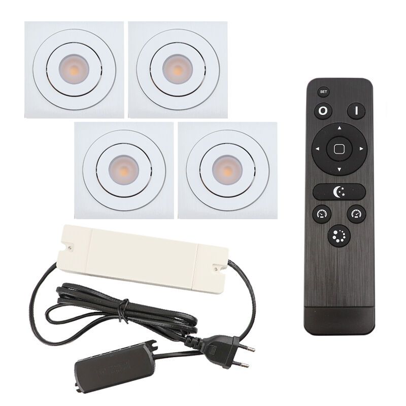 Spot încastrat pentru foișor din aluminiu alb, Rona, 12W, LED 2700K, IP44, con telecomando