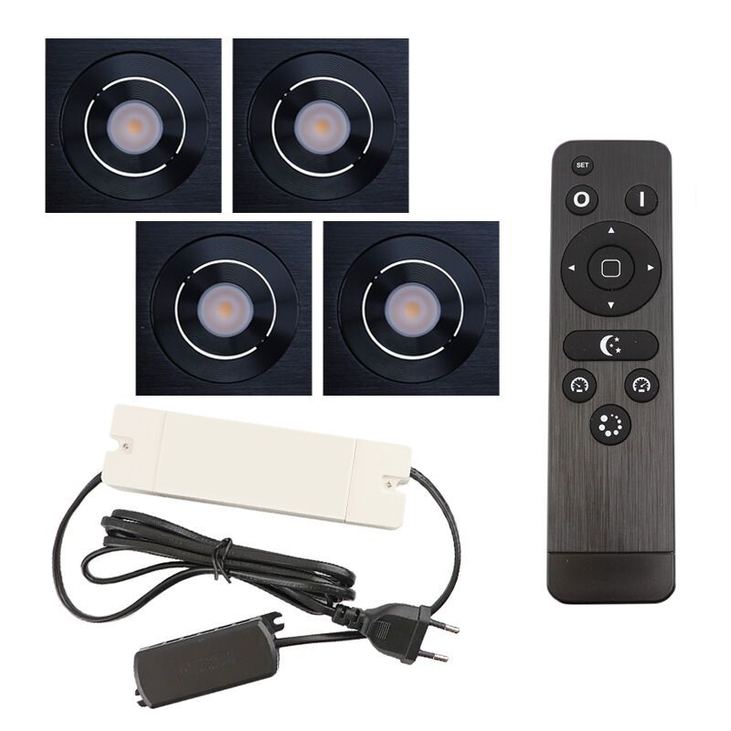 Spot încastrat pentru foișor din aluminiu negru, Rona, 12W, LED 2700K, IP44, con telecomando