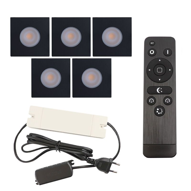 Spot încastrat pentru foișor din aluminiu negru, Dico, 15W, LED 2700K, IP65, con telecomando