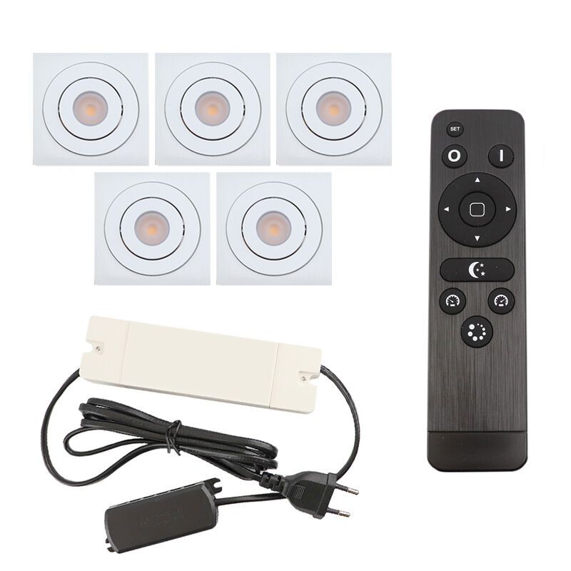 Spot încastrat pentru foișor din aluminiu alb, Rona, 15W, LED 2700K, IP44, con telecomando