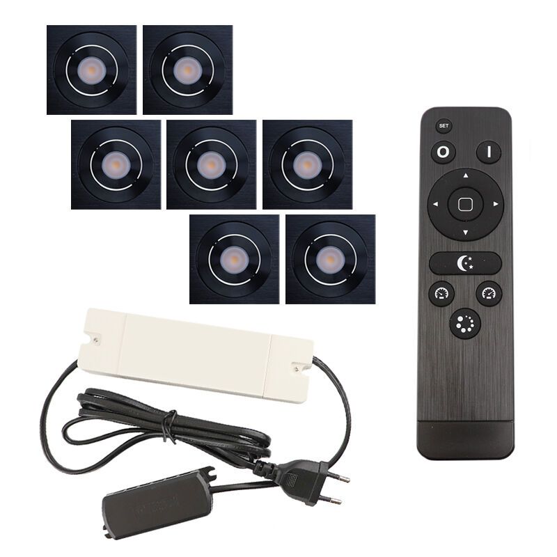 Spot încastrat pentru foișor din aluminiu negru, Rona, 21W, LED 2700K, IP44, con telecomando