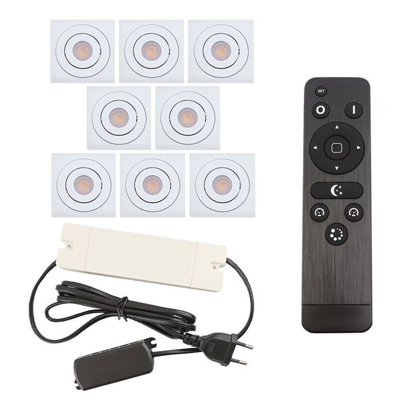 Spot încastrat pentru foișor din aluminiu alb, Rona, 24W, LED 2700K, IP44, con telecomando