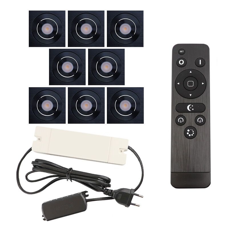 Spot încastrat pentru foișor din aluminiu negru, Rona, 24W, LED 2700K, IP44, con telecomando