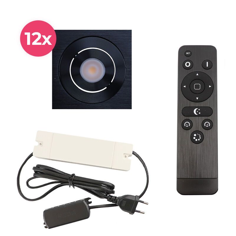 Spot încastrat pentru foișor din aluminiu negru, Rona, 36W, LED 2700K, IP44, con telecomando