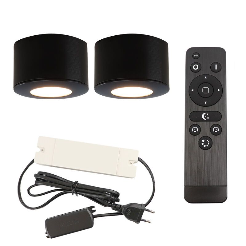 Aplică tavan pentru foișor din aluminiu neagră, Vasso, 6W, LED 2700K, IP44, con telecomando