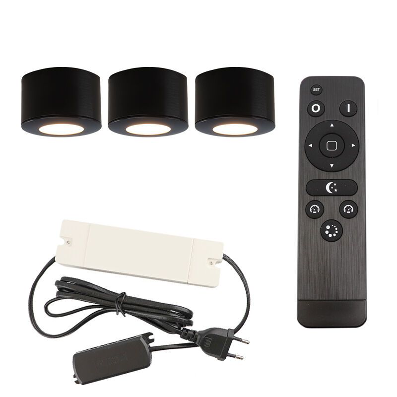 Aplică tavan pentru foișor din aluminiu neagră, Vasso, 9W, LED 2700K, IP44, con telecomando