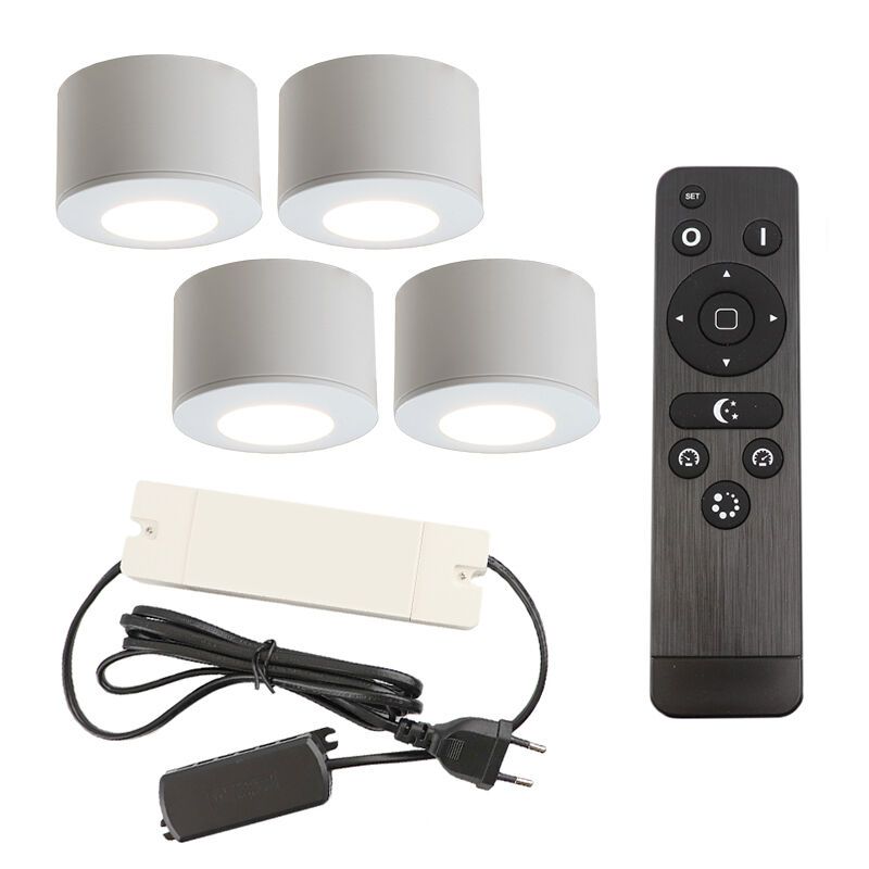 Aplică tavan pentru foișor din aluminiu albă, Vasso, 12W, LED 2700K, IP44, con telecomando