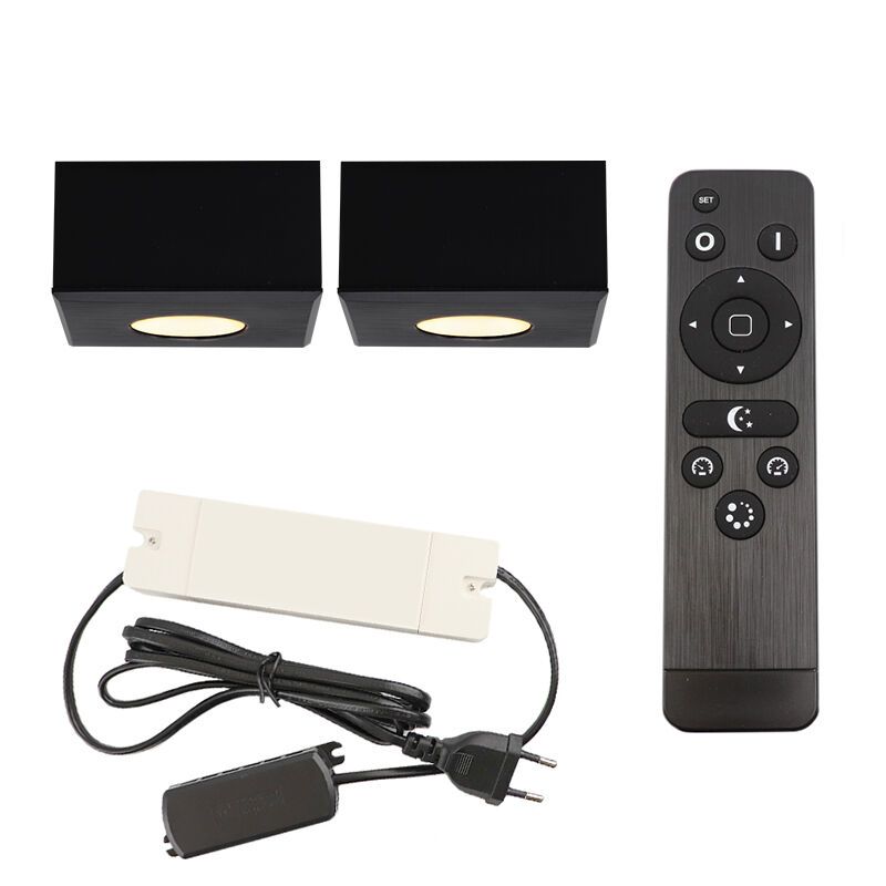 Aplică tavan pentru foișor din aluminiu neagră, Fredo, 6W, LED 2700K, IP44, con telecomando