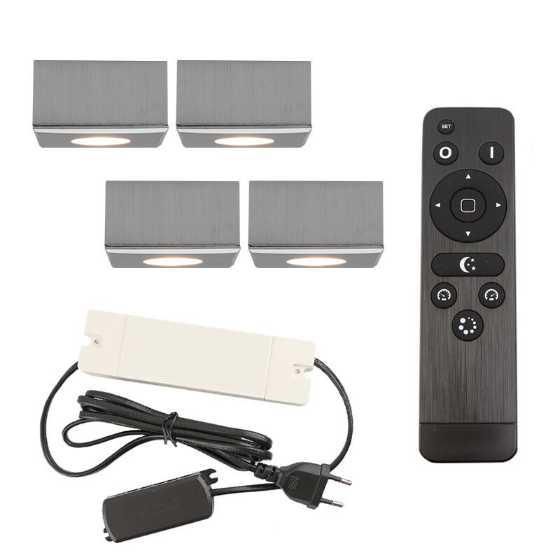 Aplică tavan pentru foișor din aluminiu crom, Fredo, 12W, LED 2700K, IP44, con telecomando
