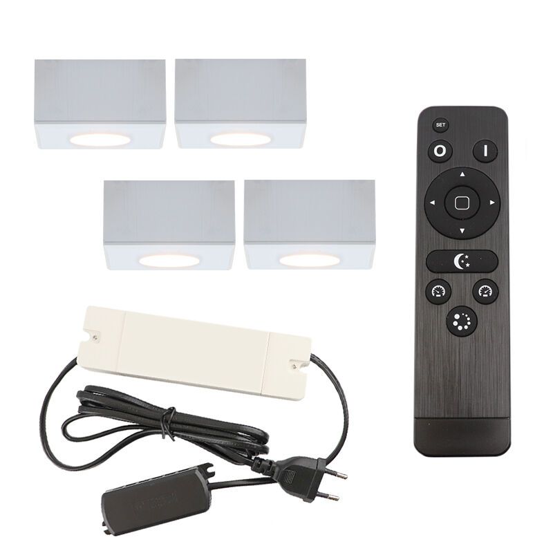 Aplică tavan pentru foișor din aluminiu albă, Fredo, 12W, LED 2700K, IP44, con telecomando