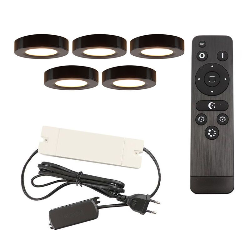 Iluminat sub dulapuri din aluminiu negru, Sana, 3W, LED 2700K, con telecomando