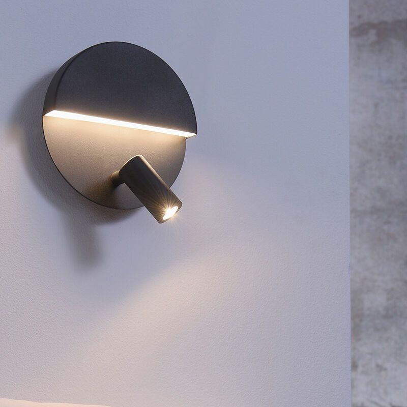 Aplică de perete design neagră, Solo, 6W, LED 3000K, con întrerupător
