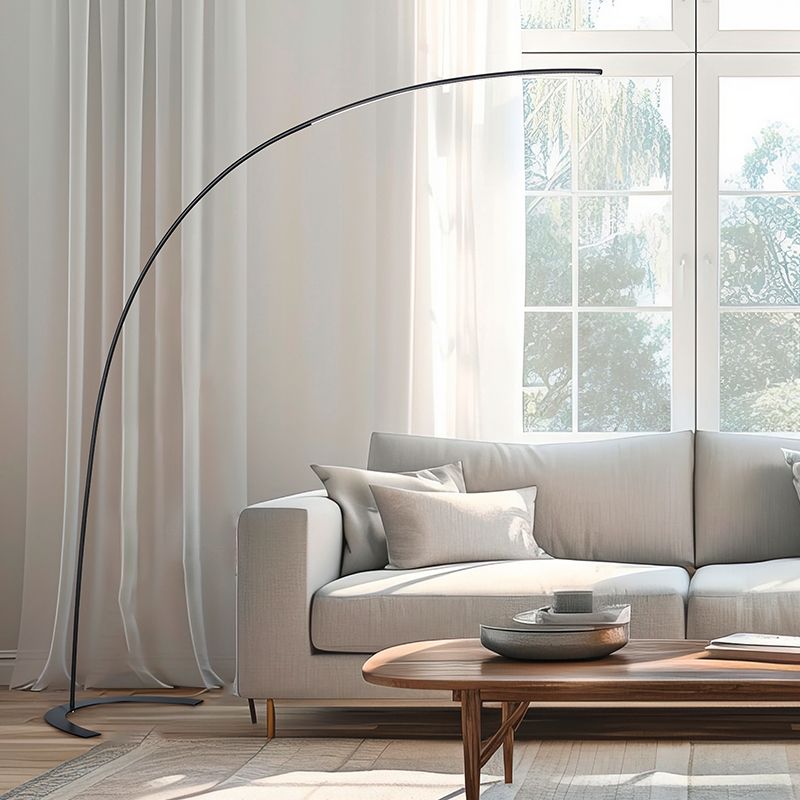 Lampadar arcuit modern negru, Libro, 18W, LED 3000K, con întrerupător