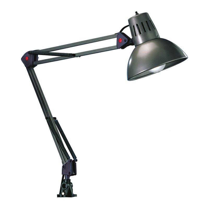Lampă de birou gri din metal, Kinshasa, con întrerupător