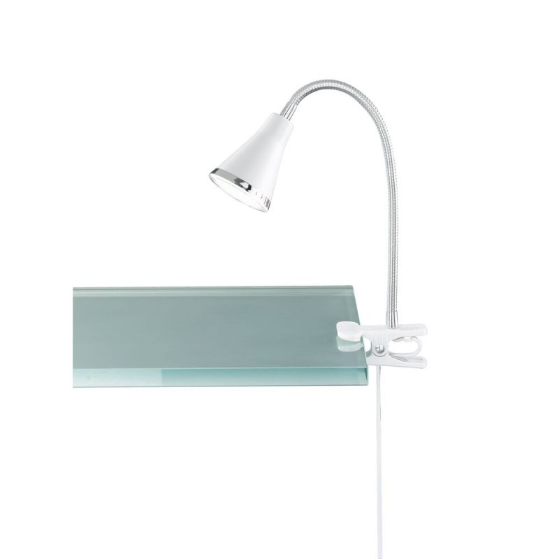 Spot cu clemă alb din plastic, Taimi, 3,8W, LED 3000K, con întrerupător