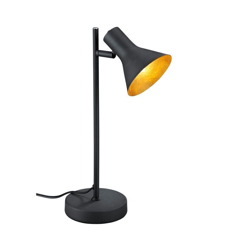 Lampă de masă industrială neagră, Verena, con întrerupător