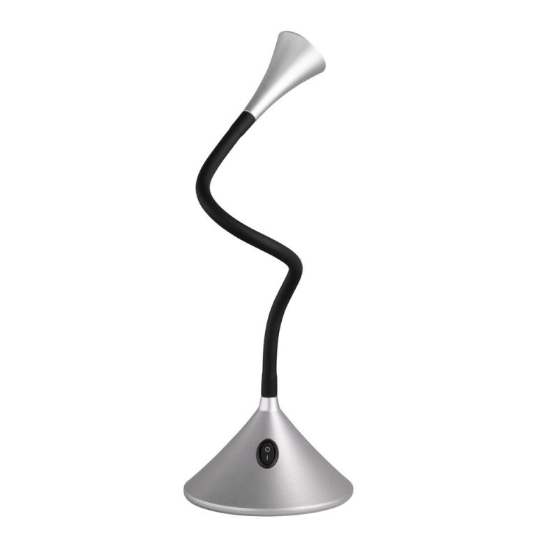 Lampă de birou modernă argintie, Yelaisa, 3W, LED 3000K, con întrerupător Lampă de birou modernă argintie, Yelaisa, 3W, LED 3000K, con întrerupător