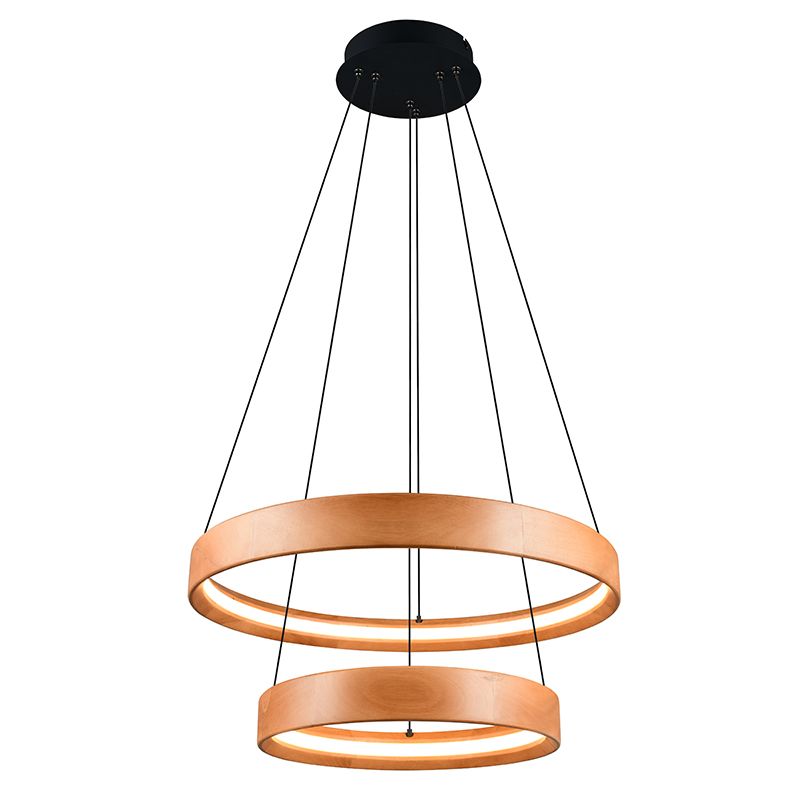 Lustră lemn modernă, Nassima, 37W, LED 3000K, dimmabil în 3 trepte