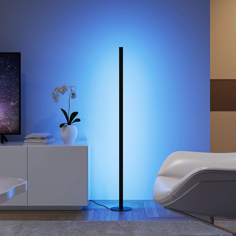 Lampadar modern negru, Giliam, 11W, LED RGB, con telecomando