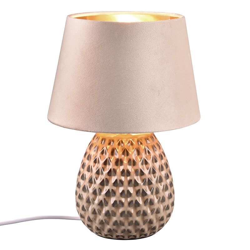 Lampă de masă din ceramică bej, Anderson, con întrerupător