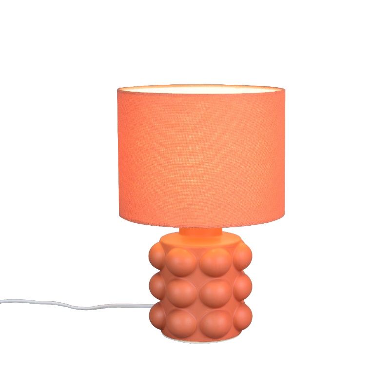 Lampă de masă din ceramică portocalie, Cihad, con întrerupător